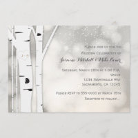 Rustikale Birch Tree Winter White Wedding Einladun