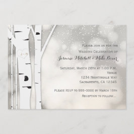 Rustikale Birch Tree Winter White Wedding Einladun Einladung