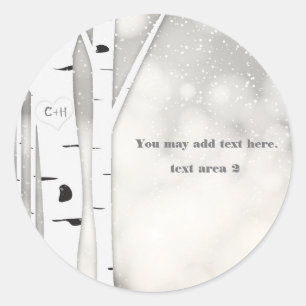 Rustikale Birch Winter White Snowy Wedding Sticker
