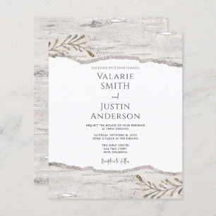 Rustikale Birch Wood Wedding Einladung