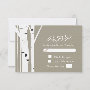 Rustikale Birken-Hochzeit-RSVP-Karte mit geschnitz RSVP Karte