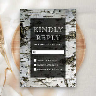 Rustikale Birkenbaum Bark Moderne Hochzeit RSVP Karte