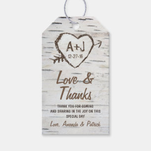 Rustikale Birkenbaum Bark Wedding Danke Tags Geschenkanhänger