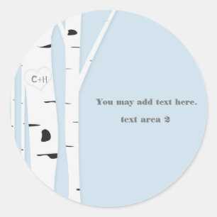 Rustikale Birkenbaum Herz Icy Blue Gastgeschenk Ho Runder Aufkleber