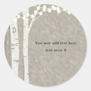 Rustikale Birkenbaum-Lichterketten-Anhänger-Aufkle Runder Aufkleber