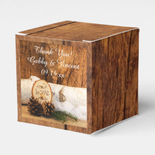 Rustikale Birkenbaum- und Braunwald-Hochzeit Geschenkschachtel