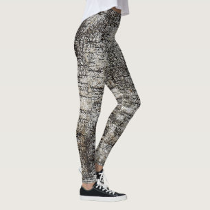 Rustikale Birkenrinde gestörtes gekrechtes Muster Leggings
