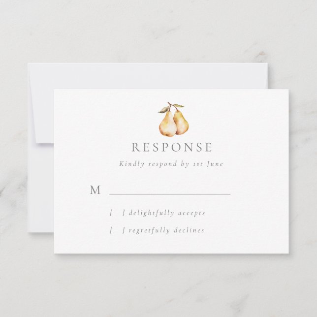 Rustikale Birnen-Hochzeitkarte RSVP Karte (Vorderseite)