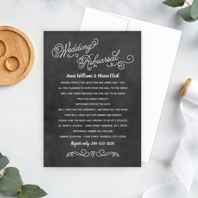 Rustikale Black Chalkboard Wedding Probe Einladung (Von Creator hochgeladen)