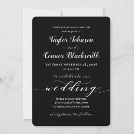Rustikale Blacksmith White Calligraphy Wedding Einladung