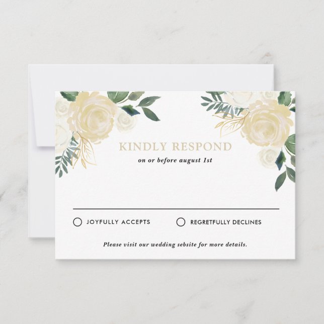 Rustikale, blasse Peonies Wedding RSVP Karte (Vorderseite)