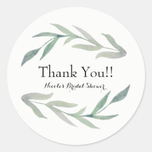 Rustikale Blatt-Wasserfarbe Elegante Party-Hochzei Runder Aufkleber