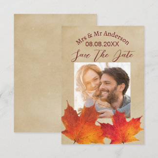 Rustikale Blätter Herbst Hochzeit Save the Date