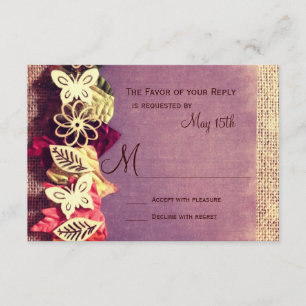 Rustikale Blätter Lila Hochzeit im Herbst RSVP-Kar RSVP Karte