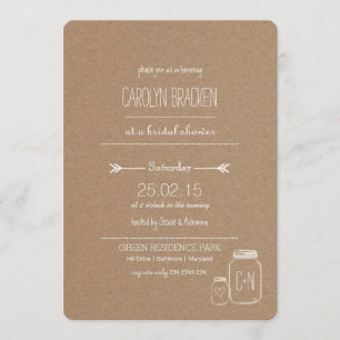 Rustikale Blätter   Masonjar  Herz - Brautparty 2 Einladung