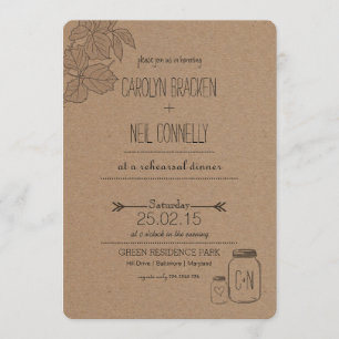 Rustikale Blätter  Masonjar   Probe Einladung