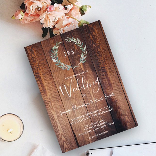 Rustikale Blätter mit Aquarellfarbe Einladung (Von Creator hochgeladen)