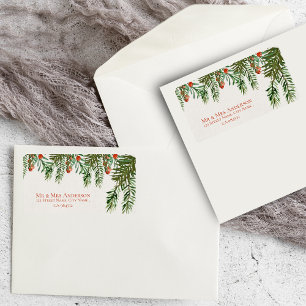 Rustikale Blätter Red Berry Weihnachtsansprache Adressaufkleber