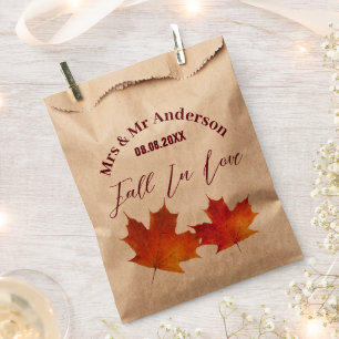 Rustikale Blätter sinken in der Liebe Gastgeschenk Geschenktütchen