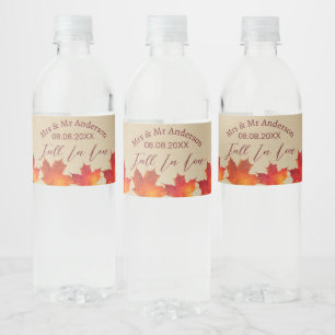 Rustikale Blätter sinken in der Liebe Gastgeschenk Wasserflaschenetikett
