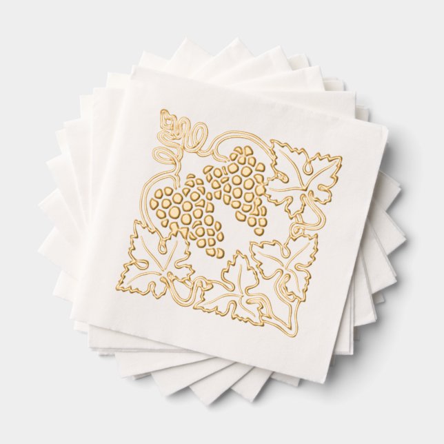 Rustikale Blätter Traubenstrauß Servietten Mit Folie (Insitu (Gestapelt))