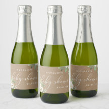 Rustikale Blätter und Weißer Mini-Sparkling Weinla