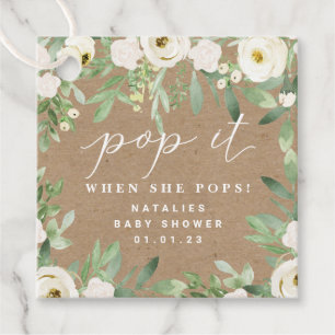 Rustikale Blätter und weißer Pop, wenn Gefallen Ta Geschenkanhänger