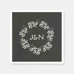 Rustikale Blätter Wreath Moderne Personalisierte H Serviette