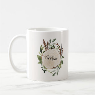 Rustikale Blattkalk-Holzscheibe Kaffeetasse