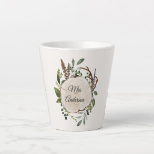 Rustikale Blattkalk-Holzscheibe Milchtasse