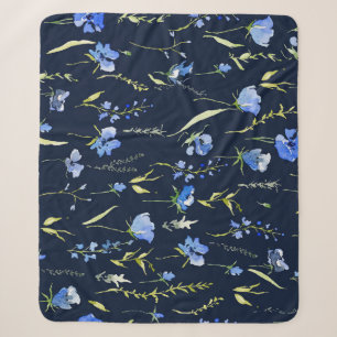 Rustikale blaue Blumen: Botanische Illustration. Sherpadecke