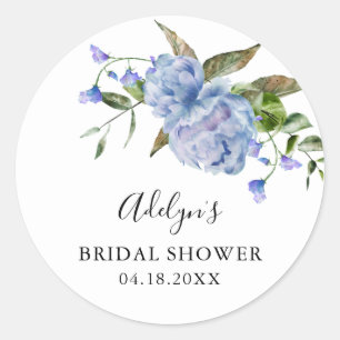 Rustikale blaue Blumen Hochzeitsdusche Favor   Runder Aufkleber