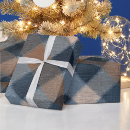 Rustikale blaue braune Jeans Karo verblasstes Karo Geschenkpapier