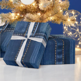 Rustikale blaue Denim-Patchworkarbeit Geschenkpapier