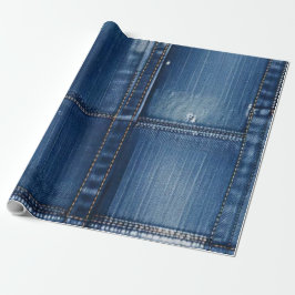 Rustikale blaue Denim-Patchworkarbeit Geschenkpapier