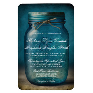 Rustikale blaue Glas-Mason-Gläser-Landhochzeits-Ei Magnet