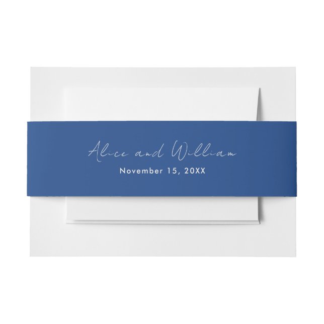Rustikale blaue Hochzeit Einladungsbanderole (Vorderseite Beispiel)