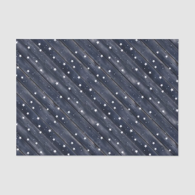 Rustikale blaue Holzsterne  Seidenpapier (Vorderseite)