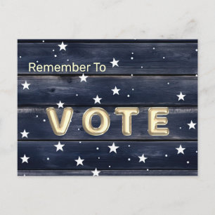 Rustikale blaue Holzsterne  Vote Postkarte