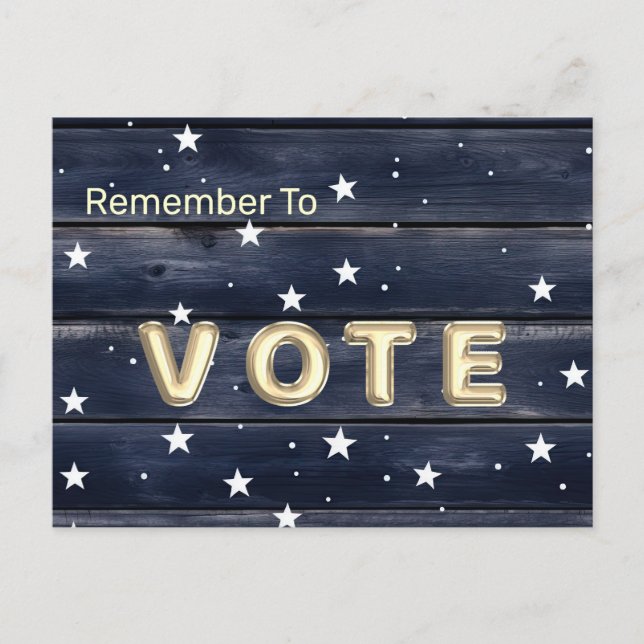 Rustikale blaue Holzsterne  Vote Postkarte (Vorderseite)