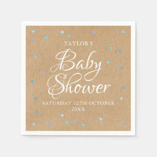 Rustikale blaue Liebe Herz Babydusche / Sprinkle Serviette