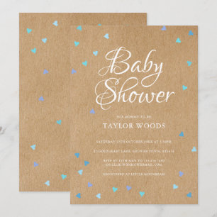 Rustikale blaue Liebesherzen-Baby-boy-Sprinkle-Ein Einladung