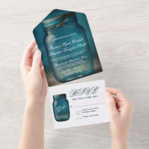 Rustikale blaue Mason-Glas-Landhochzeit