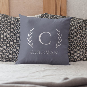 Rustikale blaue monogrammierte Initialen für drinn Kissen