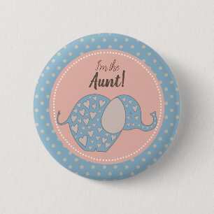 Rustikale blaue neutrale Babyparty bin ich die Button