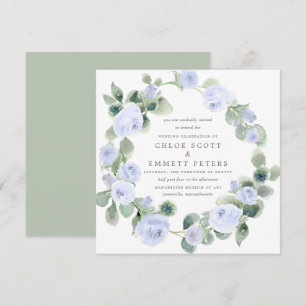 Rustikale Blaue Rose Eukalyptus Wedding Einladung