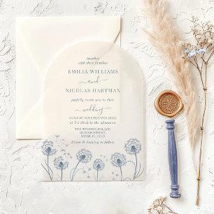 Rustikale Blaue Wildblumen-Hochzeit Acryleinladungen