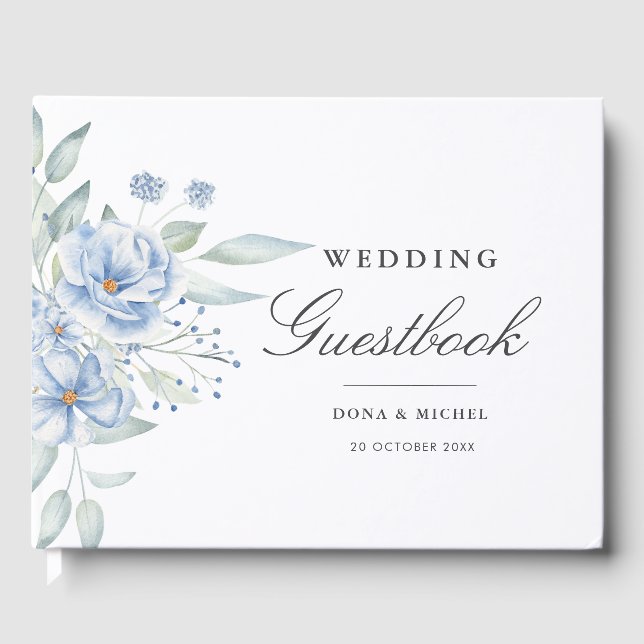 Rustikale Blauer Winterblumenhochzeit Gästebuch (Vorderseite)