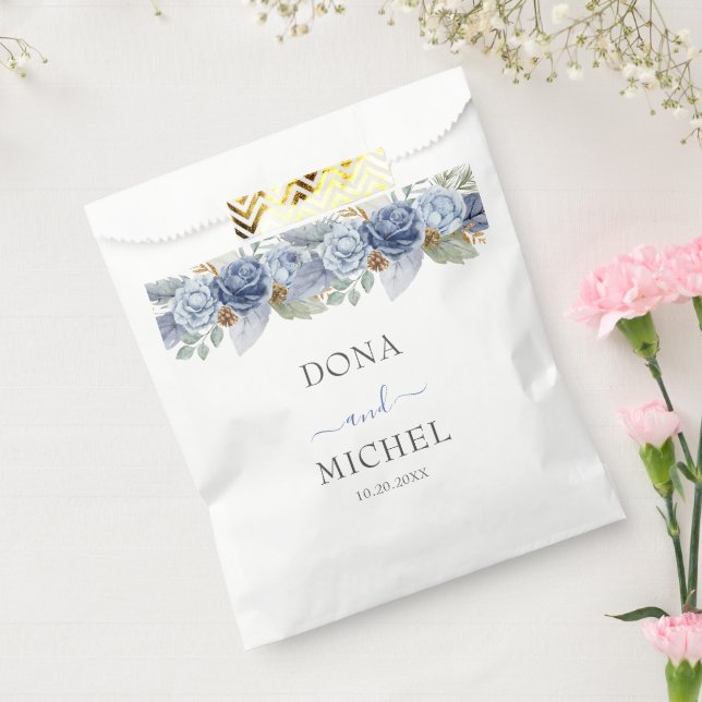 Rustikale Blauer Winterblumenhochzeit Geschenktütchen (Versiegelt)