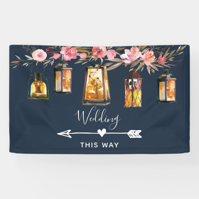 Rustikale Blaukorallenhochzeit Banner (Horizontal)